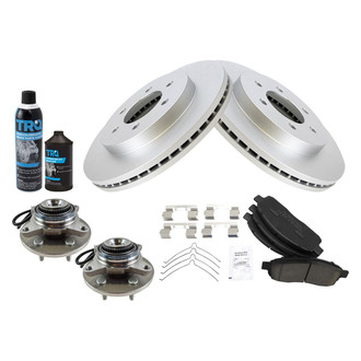 TRQ® - Front Disc Brake Kit with Ceramic Pads and Hub Assemblies