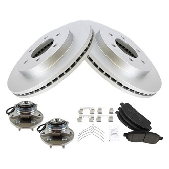 TRQ® - Front Disc Brake Kit with Ceramic Pads and Hub Assemblies