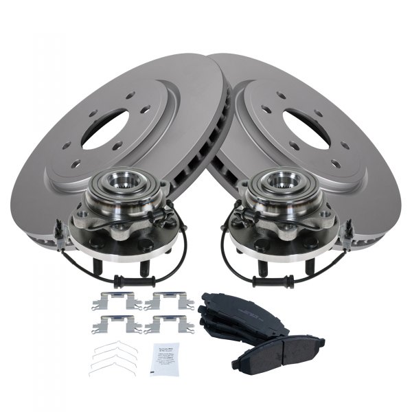 TRQ® - Front Disc Brake Kit with Ceramic Pads and Hub Assemblies