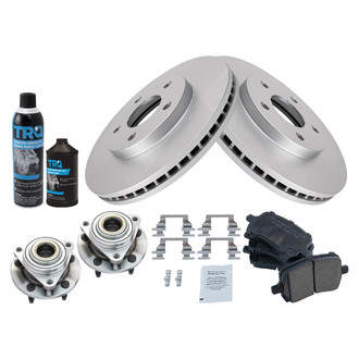 TRQ® - Front Disc Brake Kit with Ceramic Pads and Hub Assemblies