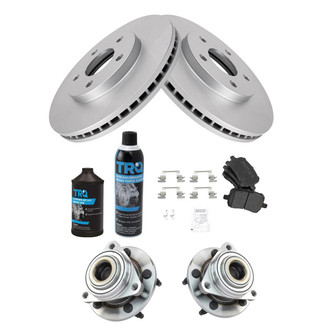 TRQ® - Front Disc Brake Kit with Semi-Metallic Pads and Hub Assemblies