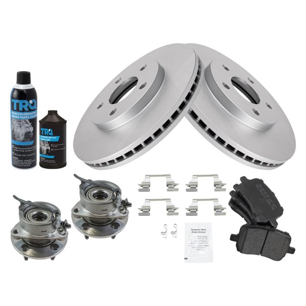 TRQ® - Front Disc Brake Kit with Semi-Metallic Pads and Hub Assemblies