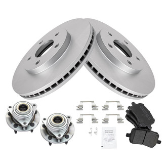 TRQ® - Front Disc Brake Kit with Semi-Metallic Pads and Hub Assemblies