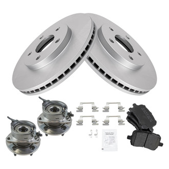 TRQ® - Front Disc Brake Kit with Semi-Metallic Pads and Hub Assemblies