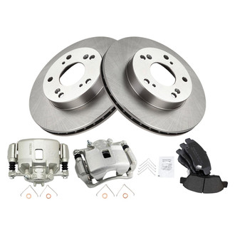 TRQ® - Front Disc Brake Kit with Semi-Metallic Pads and Calipers