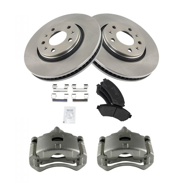 TRQ® - Front Semi-Metallic Brake Pad & Rotor Kit with Calipers