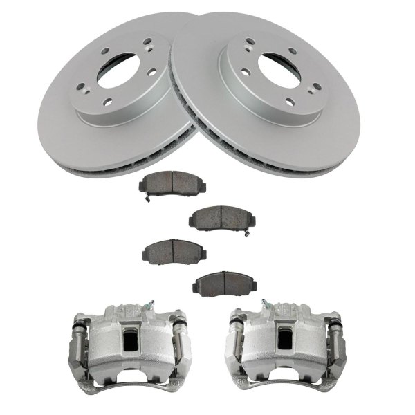 TRQ® - Semi-Metallic Brake Pad & Rotor Kit with Calipers