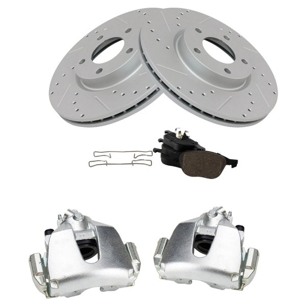 TRQ® - Ceramic Performance Brake Pad & Rotor Kit with Calipers