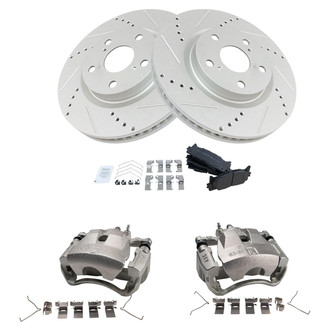 TRQ® - Performance Semi-Metallic Front Brake Kit with Calipers