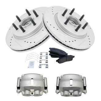 TRQ® - Performance Semi-Metallic Front Brake Kit with Calipers