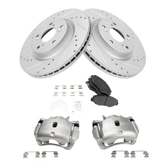 TRQ® - Performance Semi-Metallic Front Brake Kit with Calipers