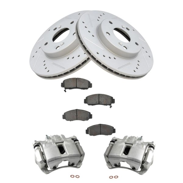 TRQ® - Semi-Metallic Performance Brake Pad & Rotor Kit with Calipers