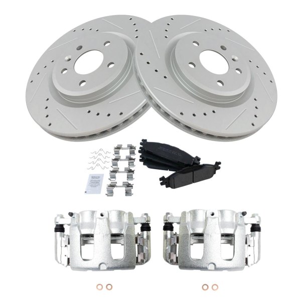 TRQ® - Semi-Metallic Performance Brake Pad & Rotor Kit with Calipers