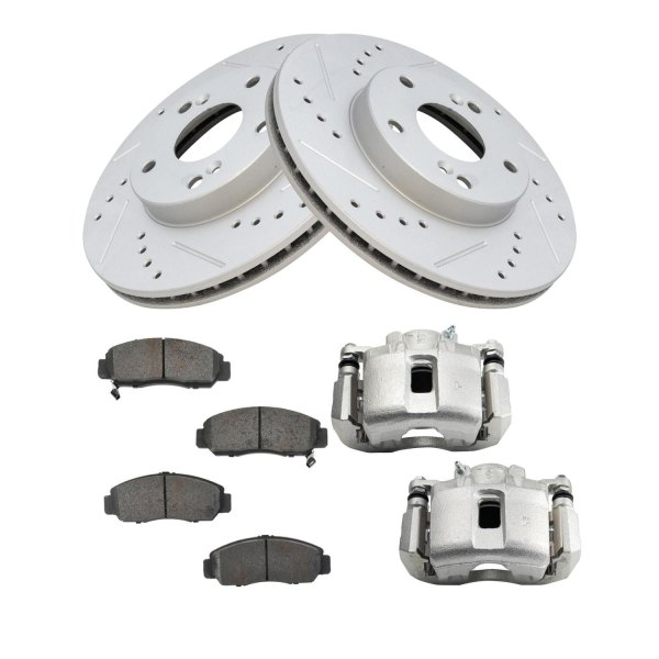 TRQ® - Semi-Metallic Performance Brake Pad & Rotor Kit with Calipers