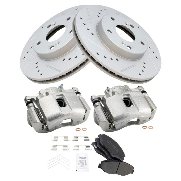 TRQ® - Semi-Metallic Performance Brake Pad & Rotor Kit with Calipers