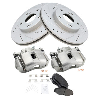 TRQ® - Performance Semi-Metallic Front Brake Kit with Calipers