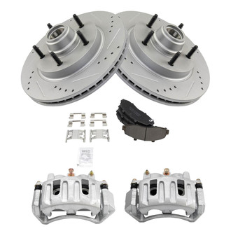 TRQ® - Performance Semi-Metallic Front Brake Kit with Calipers