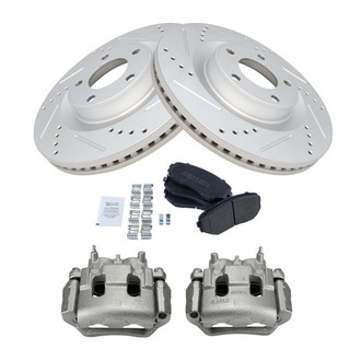 TRQ® - Performance Semi-Metallic Front Brake Kit with Calipers