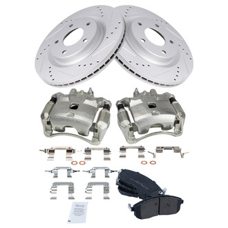 TRQ® - Performance Semi-Metallic Front Brake Kit with Calipers