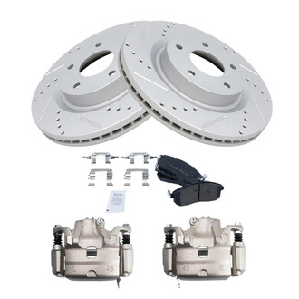 TRQ® - Performance Semi-Metallic Front Brake Kit with Calipers