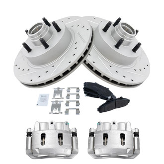 TRQ® - Performance Semi-Metallic Front Brake Kit with Calipers