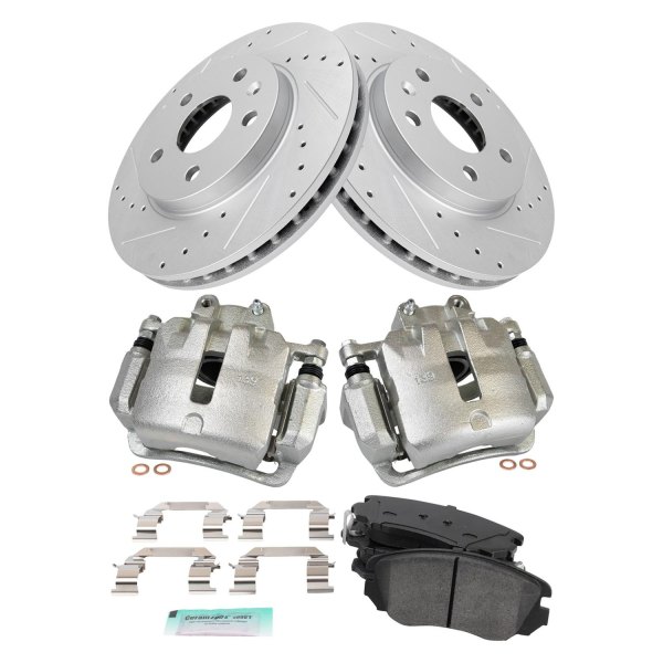 TRQ® - Semi-Metallic Performance Brake Pad & Rotor Kit with Calipers