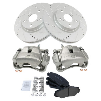 TRQ® - Performance Semi-Metallic Front Brake Kit with Calipers