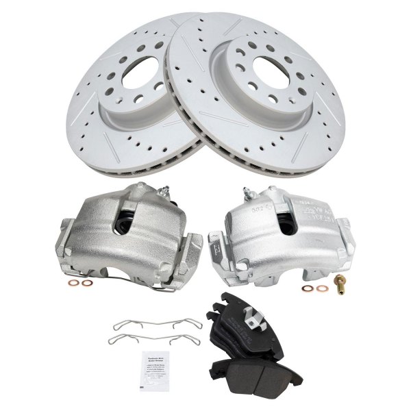 TRQ® - Semi-Metallic Performance Brake Pad & Rotor Kit with Calipers