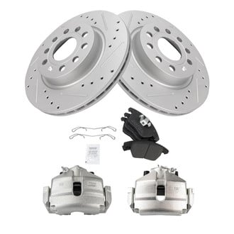 TRQ® - Performance Semi-Metallic Front Brake Kit with Calipers