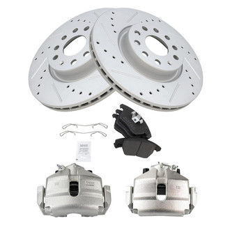 TRQ® - Performance Semi-Metallic Front Brake Kit with Calipers