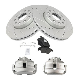 TRQ® - Performance Semi-Metallic Front Brake Kit with Calipers