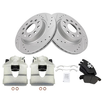 TRQ® - Performance Semi-Metallic Front Brake Kit with Calipers