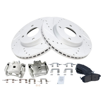 TRQ® - Performance Semi-Metallic Front Brake Kit with Calipers
