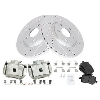 TRQ® - Performance Semi-Metallic Front Brake Kit with Calipers