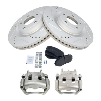 TRQ® - Performance Semi-Metallic Front Brake Kit with Calipers