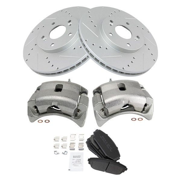 TRQ® - Semi-Metallic Performance Brake Pad & Rotor Kit with Calipers