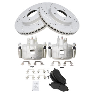 TRQ® - Performance Semi-Metallic Front Brake Kit with Calipers