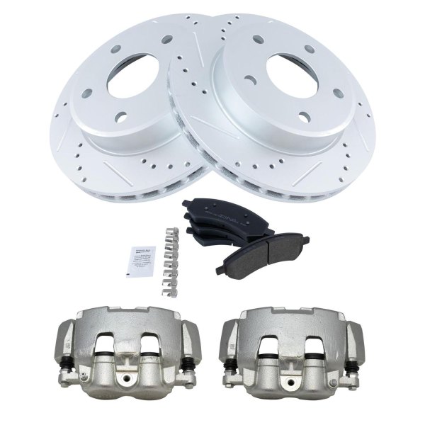 TRQ® - Semi-Metallic Performance Brake Pad & Rotor Kit with Calipers