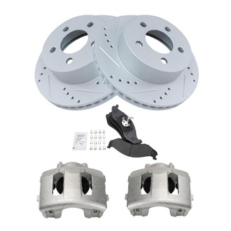 TRQ® - Performance Semi-Metallic Front Brake Kit with Calipers
