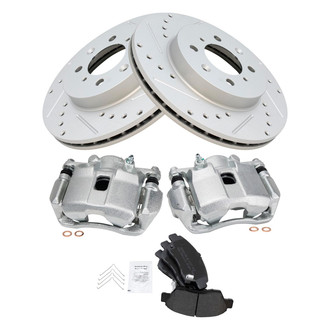 TRQ® - Performance Semi-Metallic Front Brake Kit with Calipers