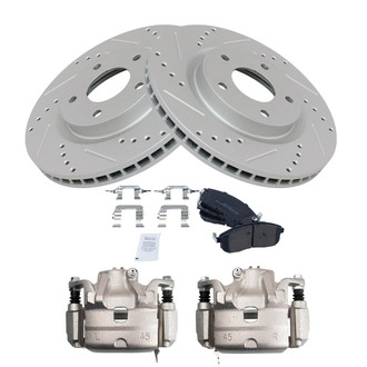 TRQ® - Performance Semi-Metallic Front Brake Kit with Calipers