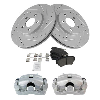 TRQ® - Performance Semi-Metallic Front Brake Kit with Calipers
