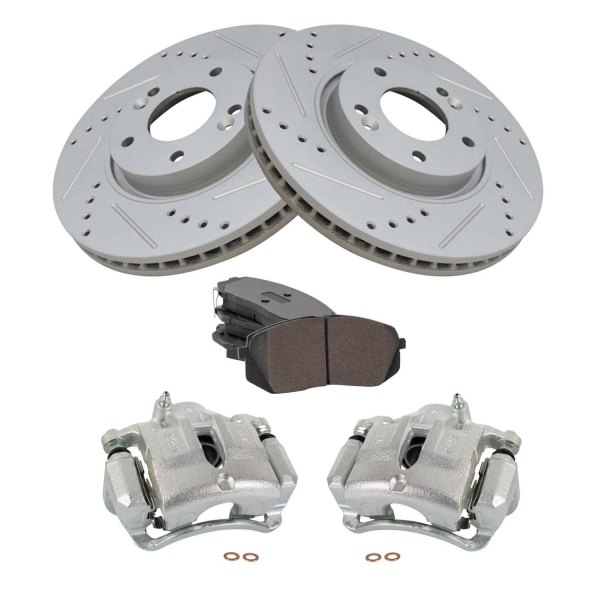 TRQ® - Semi-Metallic Performance Brake Pad & Rotor Kit with Calipers