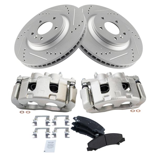 TRQ® - Performance Semi-Metallic Front Brake Kit with Calipers