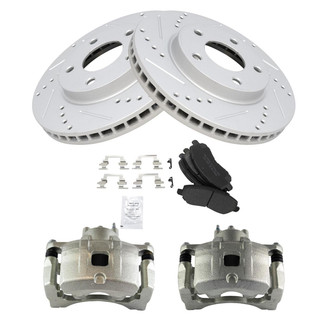 TRQ® - Performance Semi-Metallic Front Brake Kit with Calipers