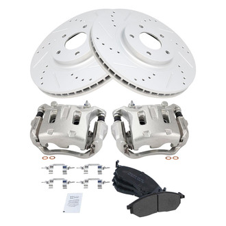 TRQ® - Performance Semi-Metallic Front Brake Kit with Calipers