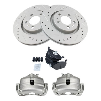 TRQ® - Performance Semi-Metallic Front Brake Kit with Calipers