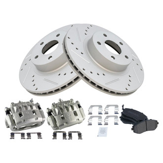 TRQ® - Performance Semi-Metallic Front Brake Kit with Calipers