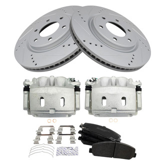 TRQ® - Performance Semi-Metallic Front Brake Kit with Calipers