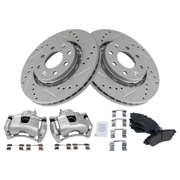 TRQ® - Performance Semi-Metallic Front Brake Kit with Calipers